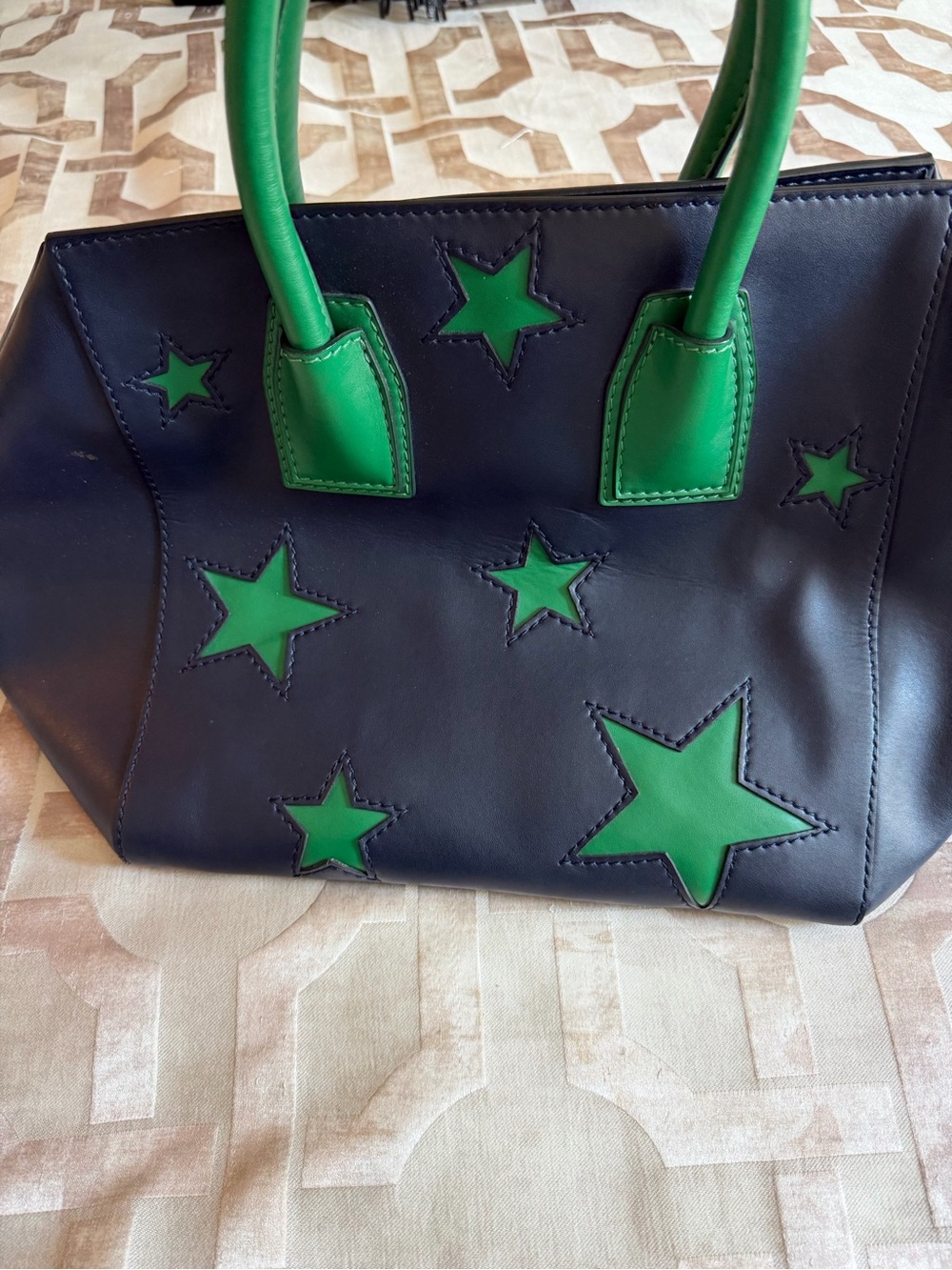 Stella McCartney Black Tote with Green Star Accents